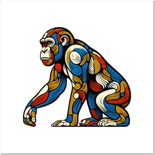 Pop art monkey illustration. cubism illustration of monkey Posters and Art